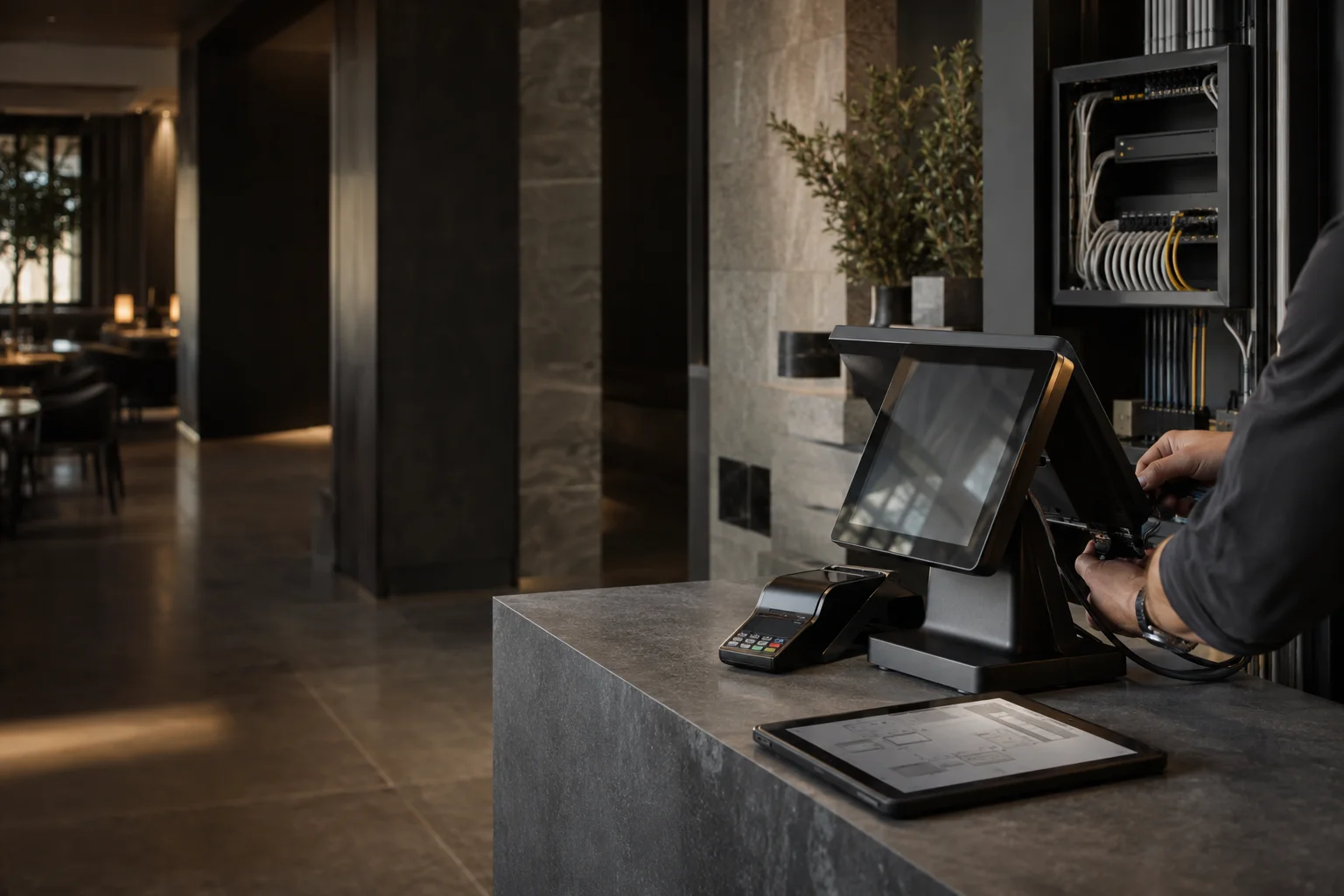 Illustrative integrated point of sale and payment systems for hospitality